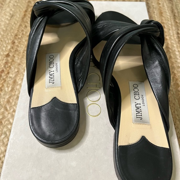 Jimmy Choo Lela Flat Black Sandals, size 38 - Picture 4 of 6